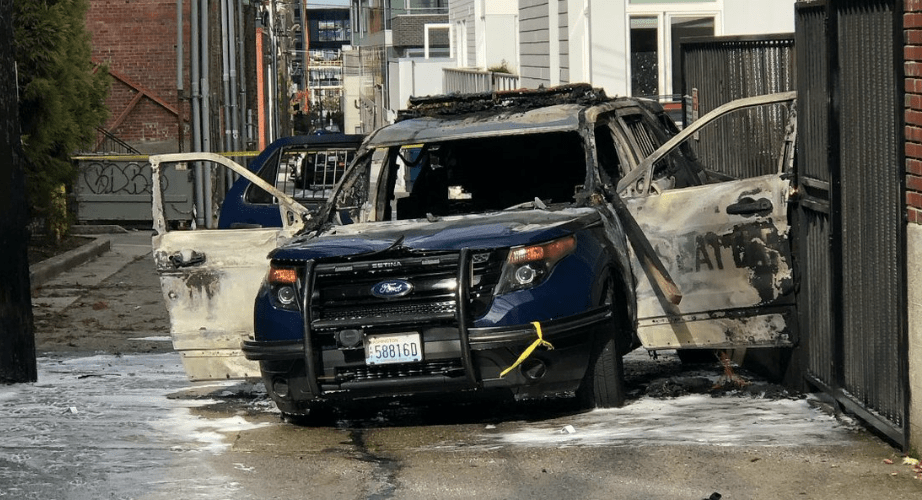 Breaking Officer ambushed, patrol vehicle set on fire while he was inside it – no details released on suspect