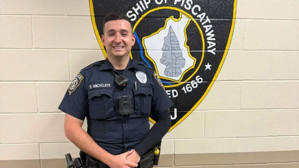 Piscataway Township Police Department Officer Devin Hinchcliffe helped save the driver's life. Police did not release an image of Police Officer Ward. (Piscataway Township Police Department)